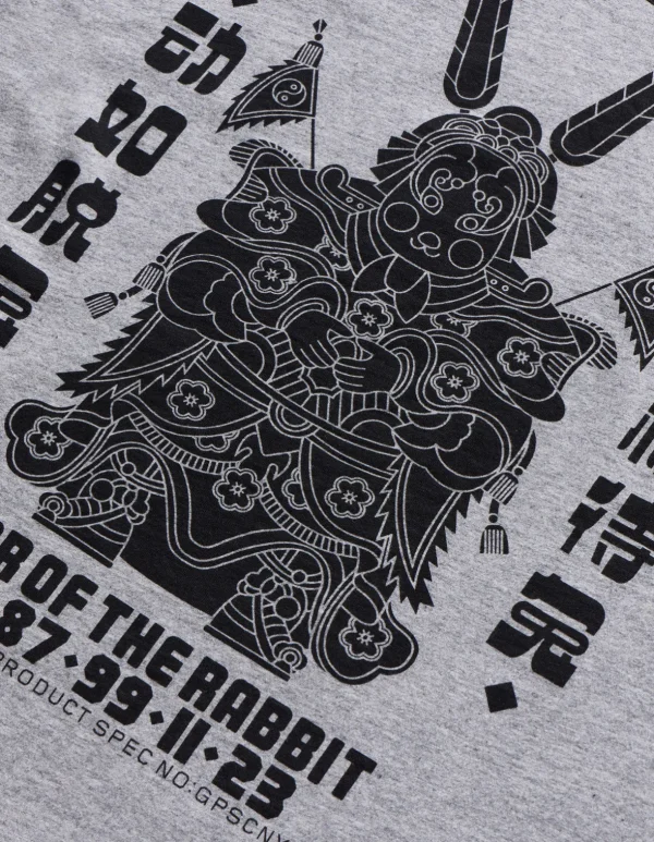 Maharishi Short Sleeve T-Shirts*1000 Water Rabbit T-Shirt Grey Marl