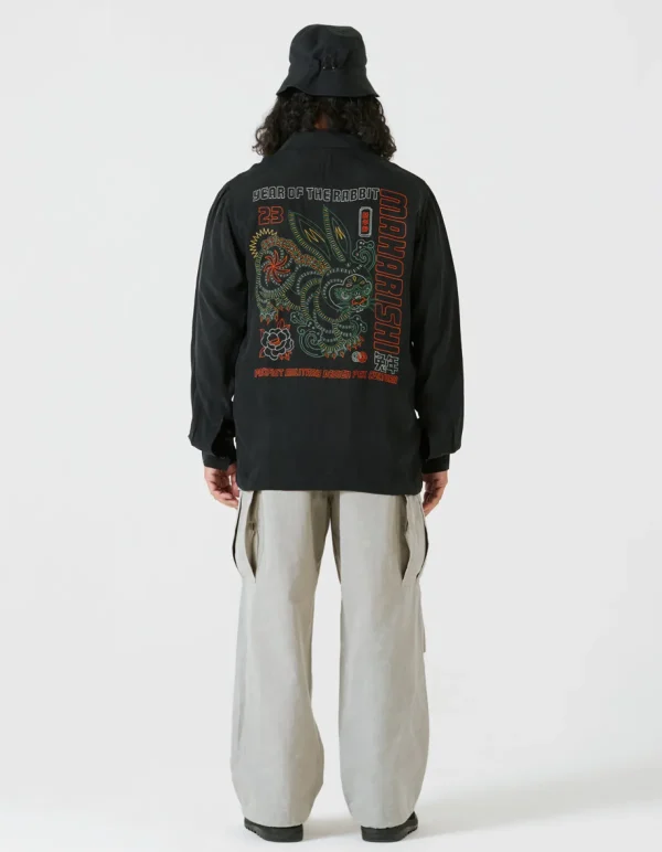 Maharishi Shirts*4209 Year Of The Rabbit Embroidered Shirt Black