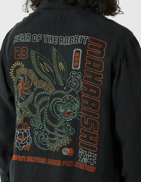 Maharishi Shirts*4209 Year Of The Rabbit Embroidered Shirt Black
