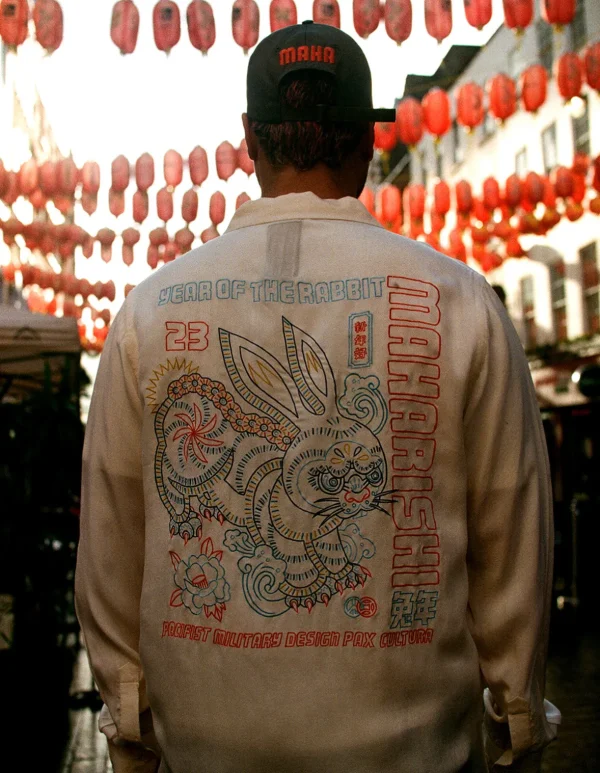 Maharishi Shirts*4209 Year Of The Rabbit Embroidered Shirt Ecru