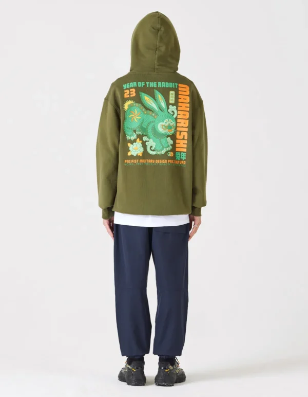Maharishi Hooded Sweats*1003 Year Of The Rabbit Hooded Sweat Olive Og-107F