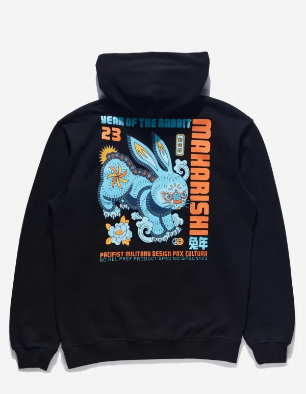 Maharishi Hooded Sweats*1003 Year Of The Rabbit Hooded Sweat Black