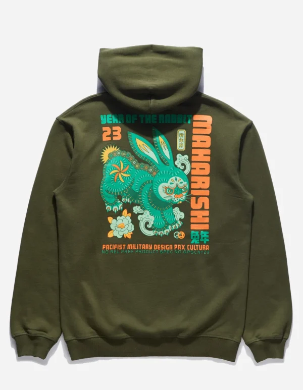 Maharishi Hooded Sweats*1003 Year Of The Rabbit Hooded Sweat Olive Og-107F
