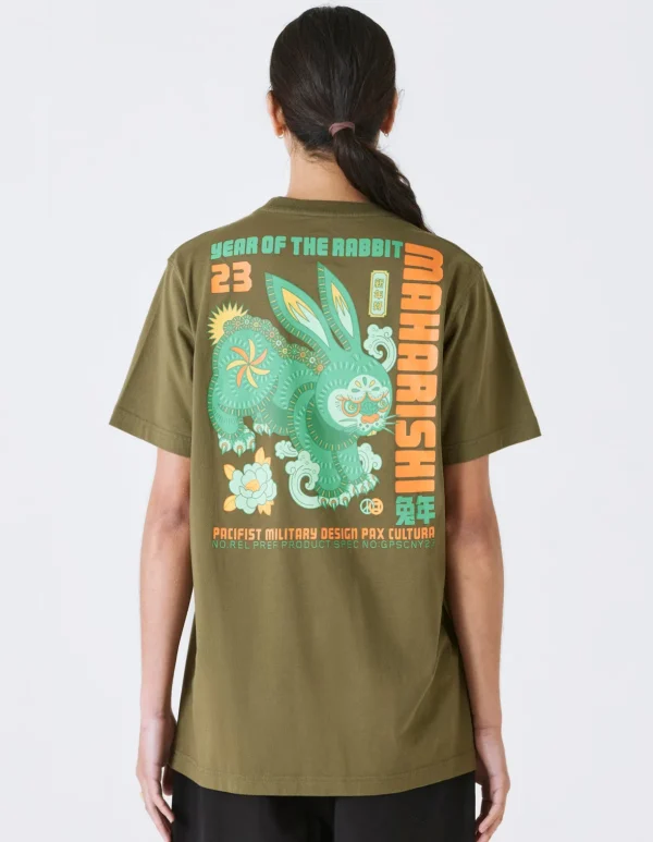 Maharishi Short Sleeve T-Shirts*1002 Year Of The Rabbit T-Shirt Olive Og-107F