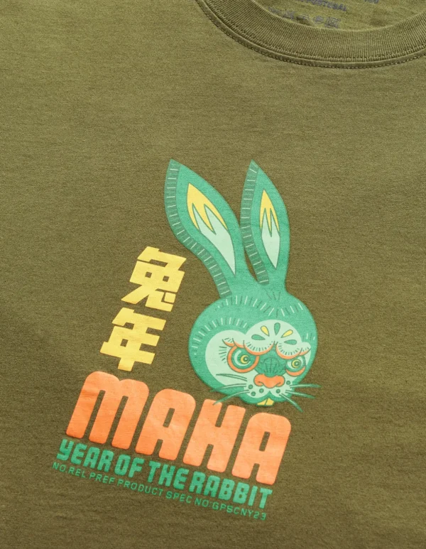 Maharishi Short Sleeve T-Shirts*1002 Year Of The Rabbit T-Shirt Olive Og-107F